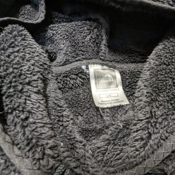 The north face fleece/sherpa fuzzy pullover hooded sweatshirt black Large - Picture 8 of 9